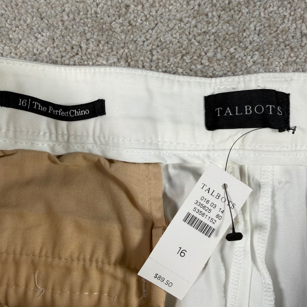 Talbots The Perfect Chino Women 16 (37 X 31) White Straight Leg Full Length NEW - Picture 5 of 11